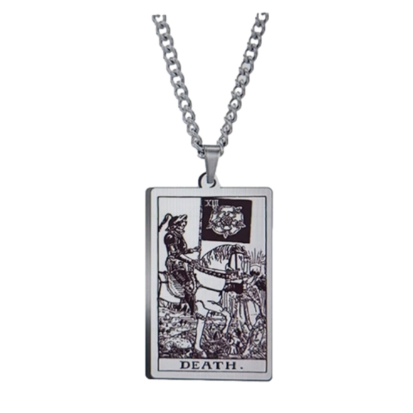 Stainless steel tarot card pendant necklace death - Picture 1 of 2